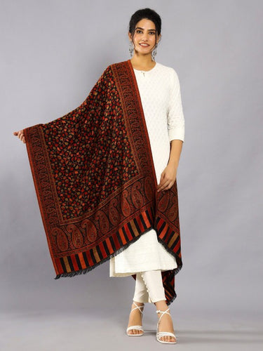 Ethnic Motifs Woven Design Wool Shawl